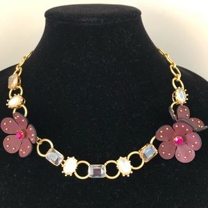 Kate Spade Leather Flower Goldtone Collar Necklace